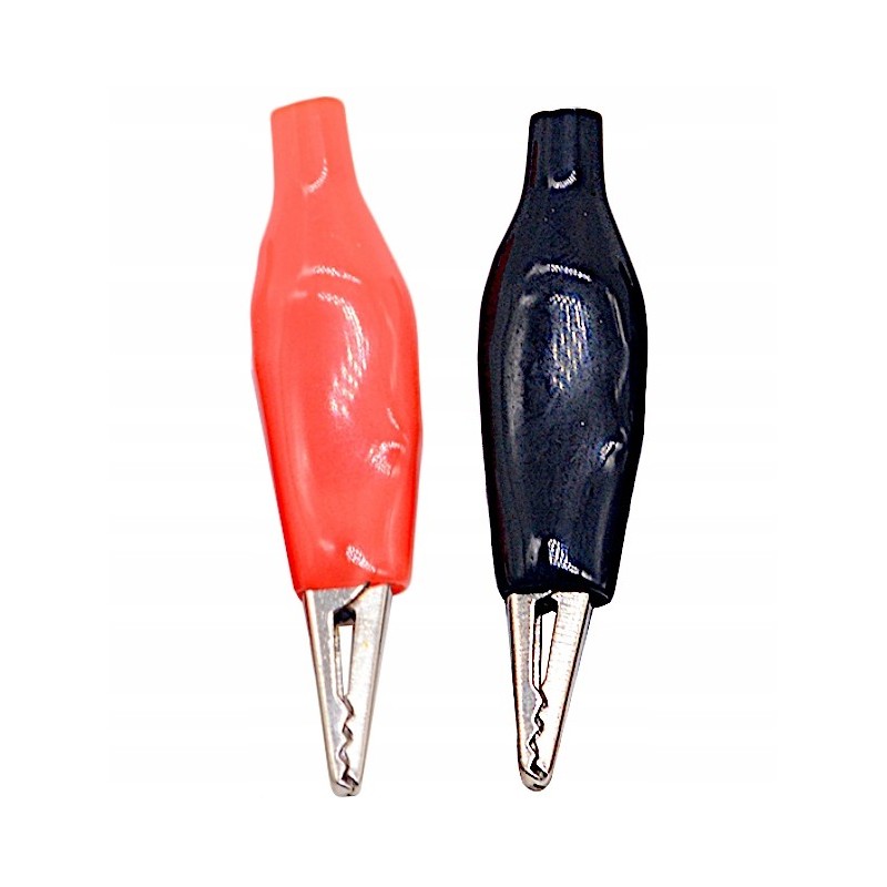 Pair of crocodile 28mm connectors black + red