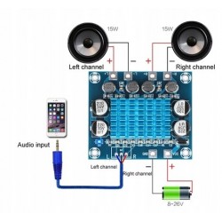 Audio amplifier TPA3110D2 2x15W Class D 12V 24V