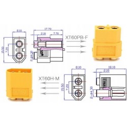 XT90 male + female RC AKU LiPol 90A plug and socket pair set