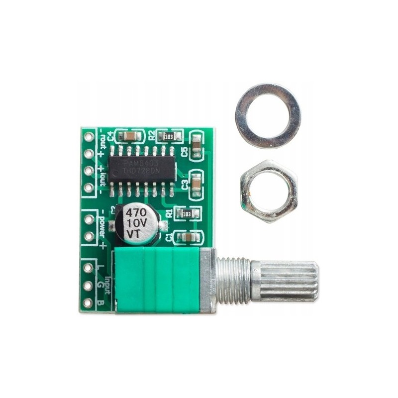 Stereo amplifier 2x3W 5V PAM8403 regulation