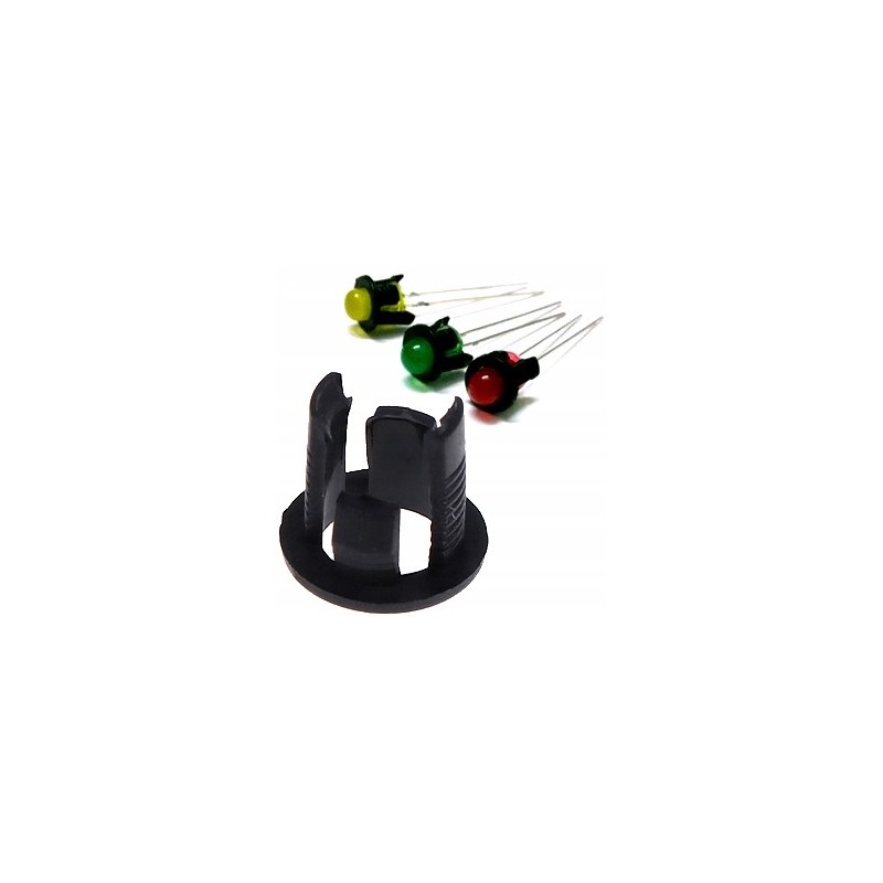 5x LED holder 3mm short clip-on black