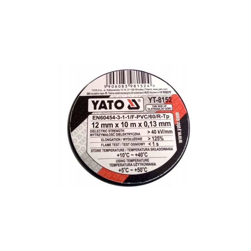 YATO YT-8152 black insulation tape 12x10x0.13