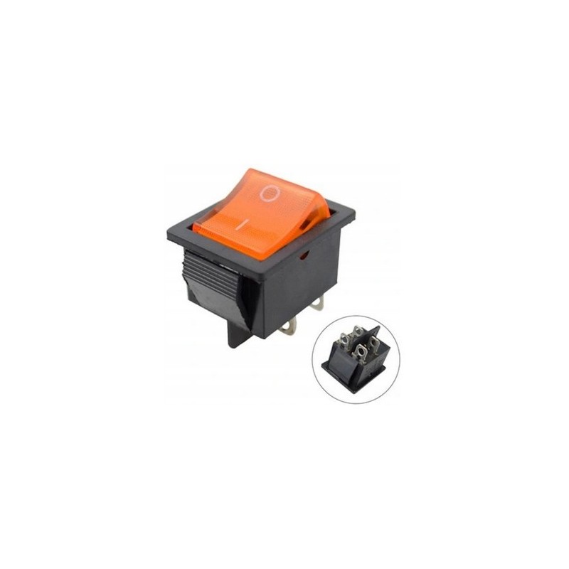 DPST KCD4 illuminated switch 15A 250V orange