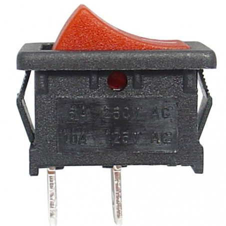 Przełącznik SPST 250V AC 6A czerwony kołyskowy