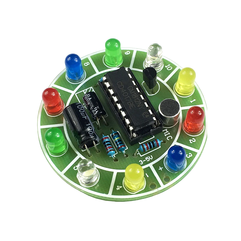 CD4017 DIY kolorowe diody LED sterowane głosem KIT
