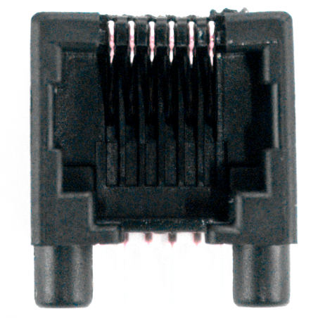 Gniazdo RJ12 6p6c poziome czarne styki 6 pin