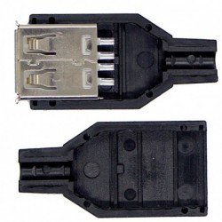 Gniazdo USB A żeńskie lutowane na kabel z obudową