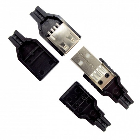Wtyk + gniazdo USB-A na przewód lutowany zestaw