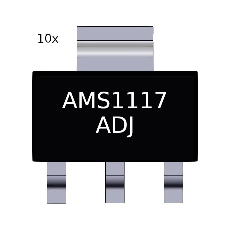 10x AMS1117-ADJ voltage stabiliser 1A ADJ reg.