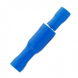 2x Konektor rurkowy żeński 4mm izolowany niebieski 14-16 AWG
