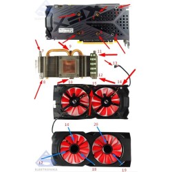 2x Ventilator de răcire pentru XFX RX 570 4GB 8GB FDC10U12S9 0.45A 85m