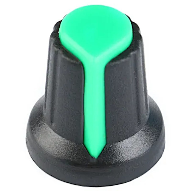 Buton potențiometru verde 6mm WH148 17/10-16mm verde/negru