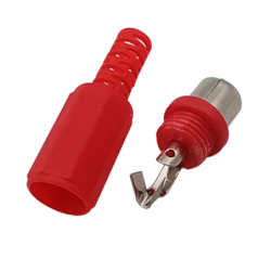 Gniazdo RCA cinch czerwone lutowane na przewód kabel plastikowe