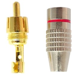 2 x RCA AUX cinch para wtyków stereo kolor złoty metalowe lutowane