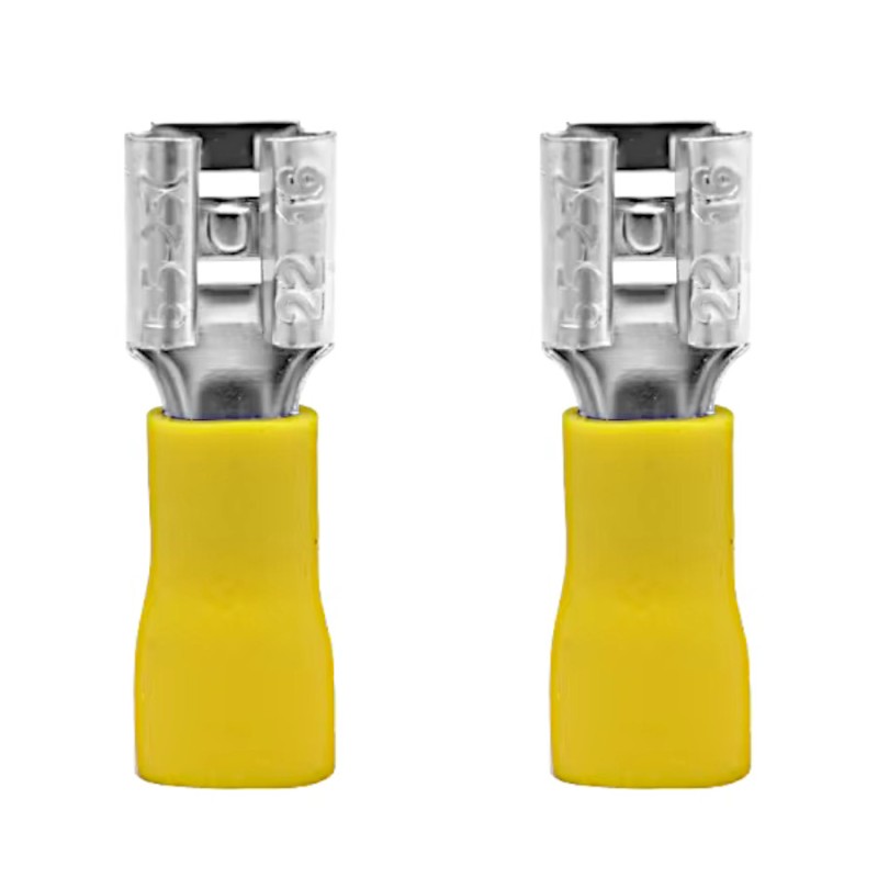 2x female connector 6.3mm with insulation yellow