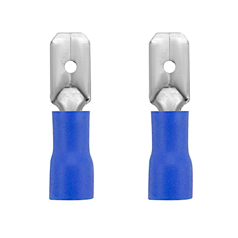 2x male connector 4.8mm with insulation blue