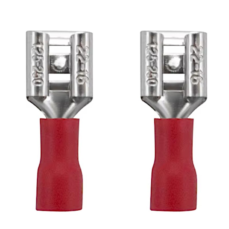 2x conector femelă de 6,3 mm cu izolație AWG roșie
