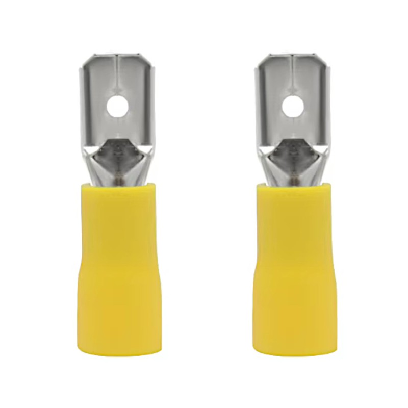 2x male connector 6.3mm with insulation yellow