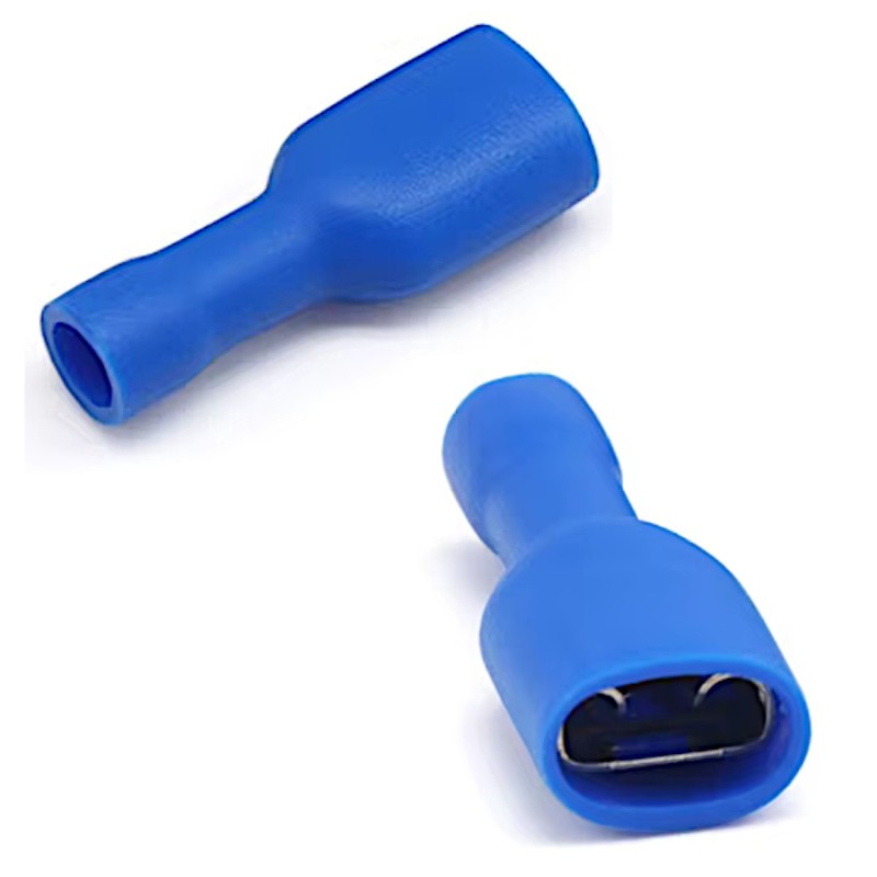 2x conector de sex feminin 6.3mm albastru cu izolație completă