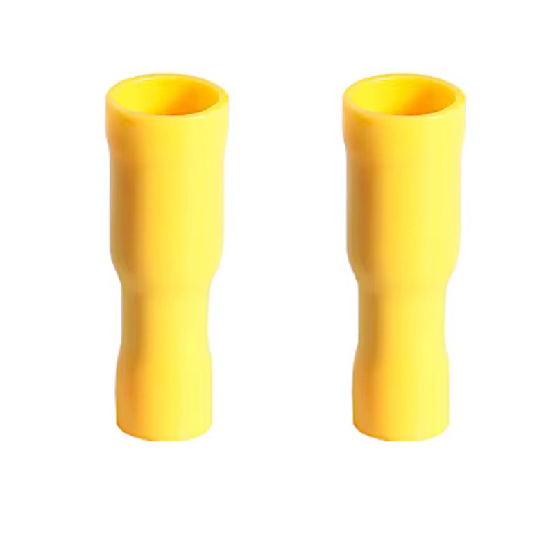 2x conector tub de sex feminin de 5 mm izolat galben 10-12 AWG