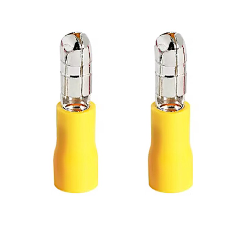 2x 5 mm de culoare galbenă, izolate cu conectori tubulari de sex masculin 10-12 AWG