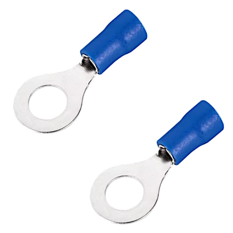 2x Insulated ring connector blue 1/4 6mm fi 12