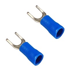 2x 5mm fork connector blue insulated