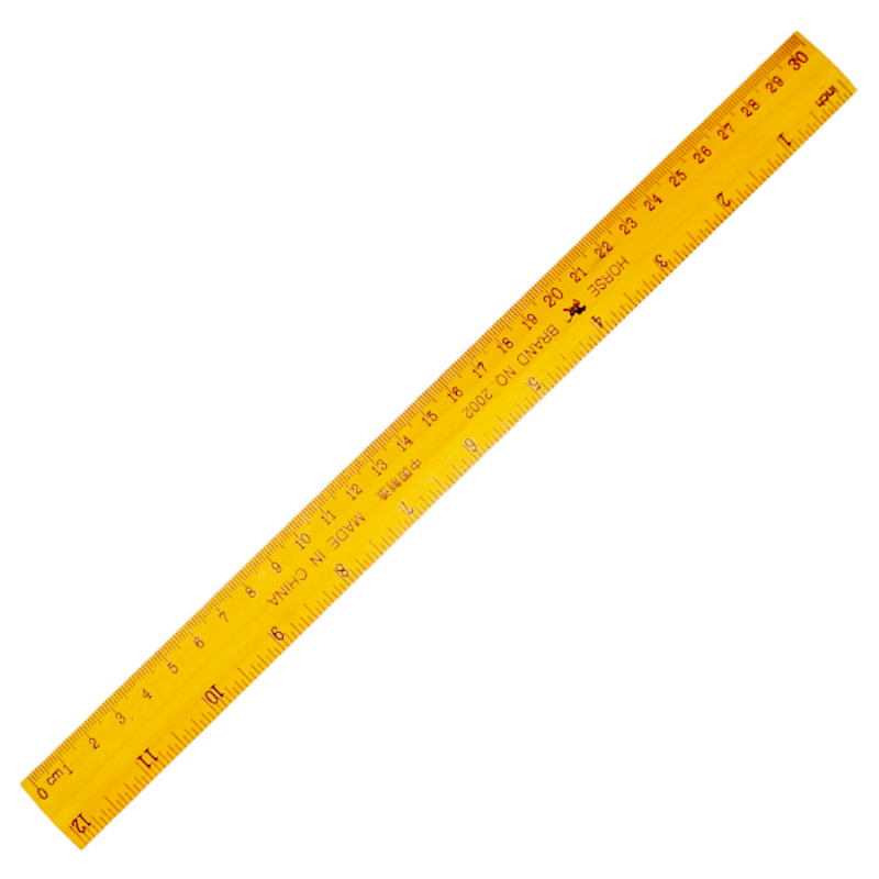Linijka 30cm drewniana żółta miarka kątomierz cale stolarska