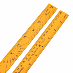 Linijka 30cm drewniana żółta miarka kątomierz cale stolarska