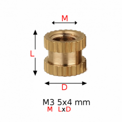 6x Wkładka gwintowana metryczna M3 5x4 mm zgrzewana wtapiana do naprawy