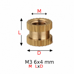 6x Wkładka gwintowana metryczna M3 6x4 mm zgrzewana wtapiana do naprawy
