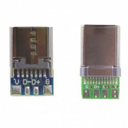 Zestaw gniazdo + wtyk USB 3.1 3A 20V na PCB lutowane
