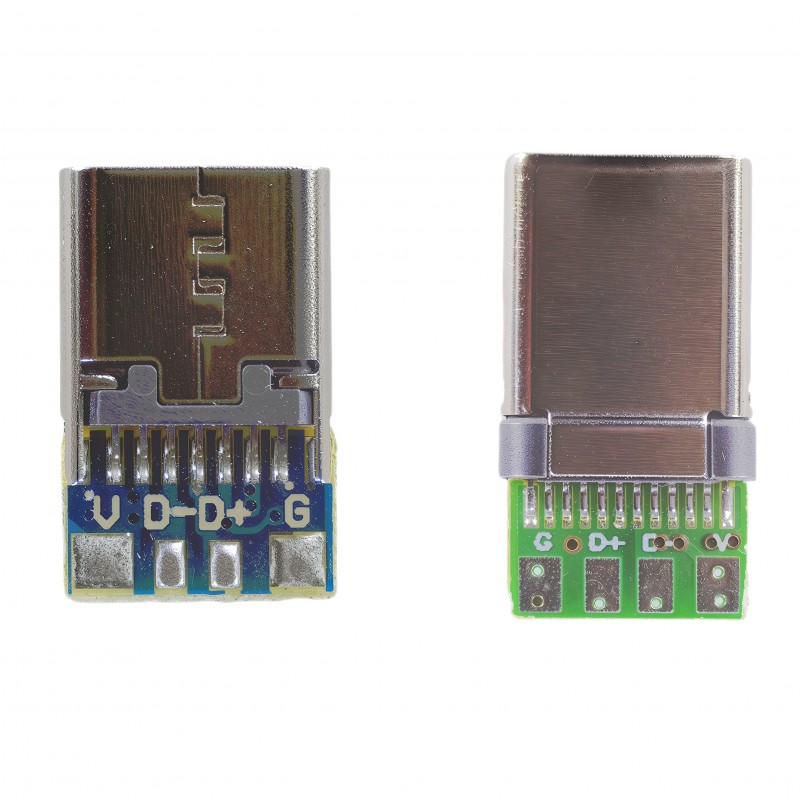 Zestaw gniazdo + wtyk USB 3.1 3A 20V na PCB lutowane