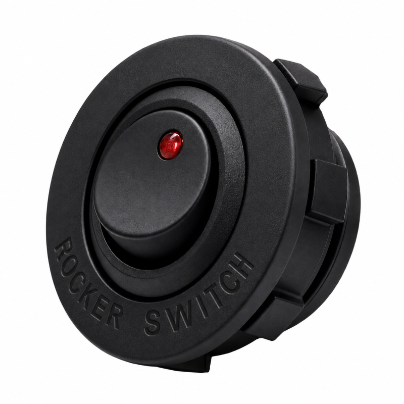 Przełącznik kołyskowy okrągły SPST LED czerwony 12V DC samochodowy 29mm