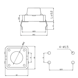 Micro switch 12x12x8  TACT przycisk mikroprzełącznik 12x12mm switch h8 4p