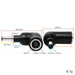 Adapter zasilacza 7.4x5.0 do 4.5x3.0 + pin 100W przejściówka kątowa DELL