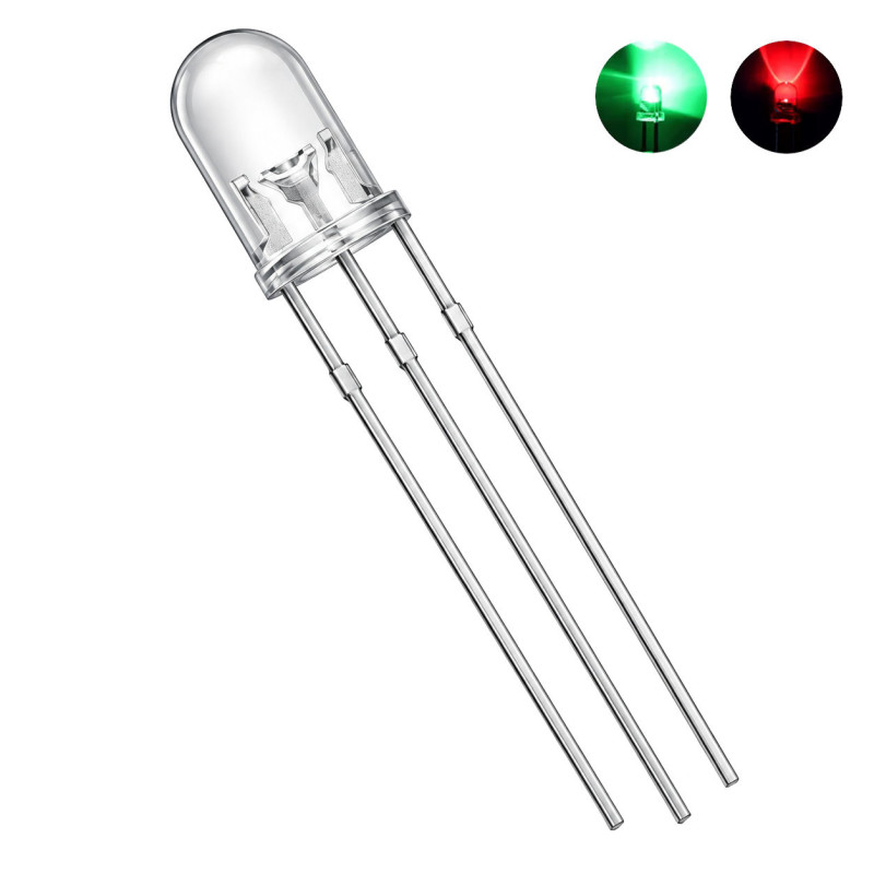 Dioda LED 5 mm dwukolorowa czerwono-zielona 3 pin 2–3 V wspólna katoda