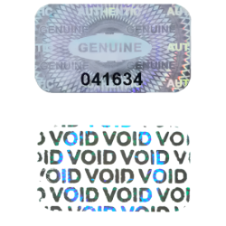 60x Plomby gwarancyjne stickery hologram z numerami naklejki 25x15 VOID