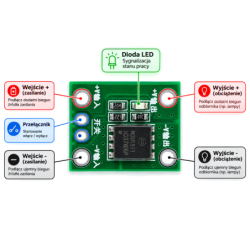 Moduł przełącznika elektronicznego MOSFET 50A 5-24V DC sterowany stykiem