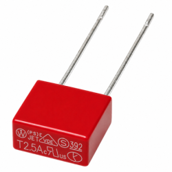 T2.5A bezpiecznik 2.5A 250V kwadratowy 392 zwłoczny PCB THT 8.5×8×4 kubkowy