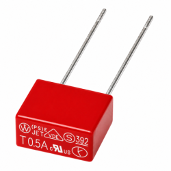 T0.5A bezpiecznik 0.5A 250V kwadratowy 392 zwłoczny PCB THT 8.5×8×4 kubkowy