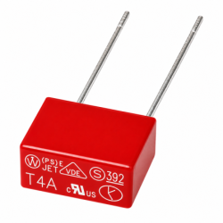 T4A bezpiecznik 4A 250V kwadratowy 392 zwłoczny PCB THT 8.5×8×4 kubkowy