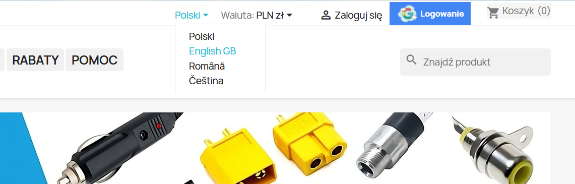 Selecting the website language