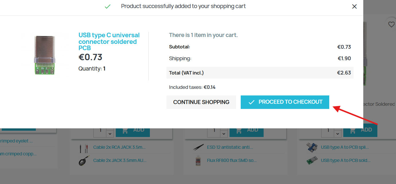 Proceeding to checkout