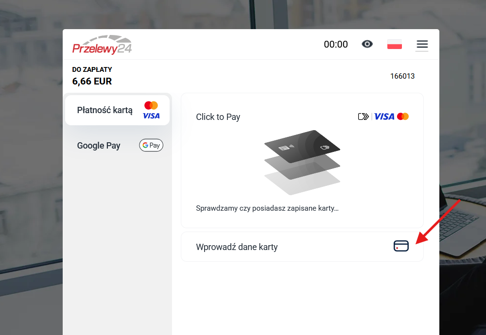 Selecting card payment